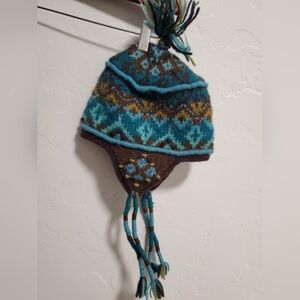 Colorful Knit Winter Hat 100% Wool